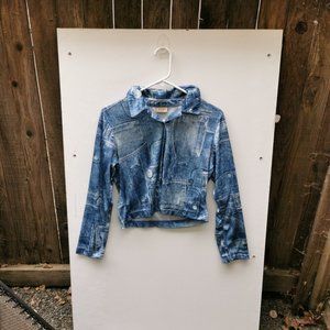 Sold Galliano Dior Joop! VINTAGE VELOUR TROMPE L'OEIL DENIM JACKET (Size S)